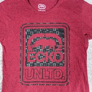 Ecko Unltd T-Shirt Men's Large Red Logo Short Sleeve Crew Neck‎ Y2K